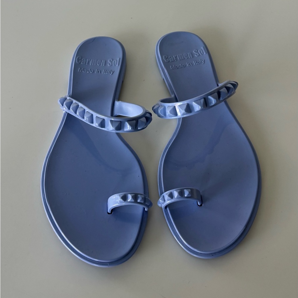 Carmen Sol María Baby Blue Jelly Sandals, 10